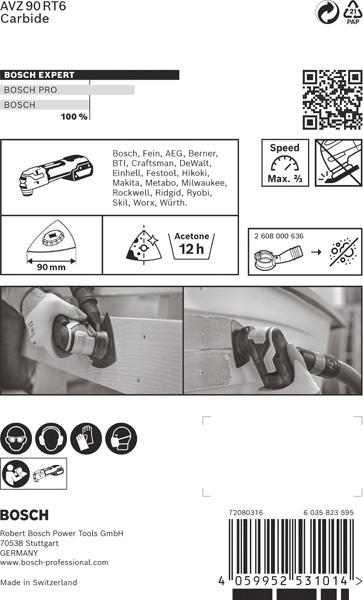 BOSCH EXPERT Sanding Plate AVZ 90 RT6 Blatt für Multifunktionswerkzeuge, 90 mm. Für oszillierende Multifunktionswerkzeuge