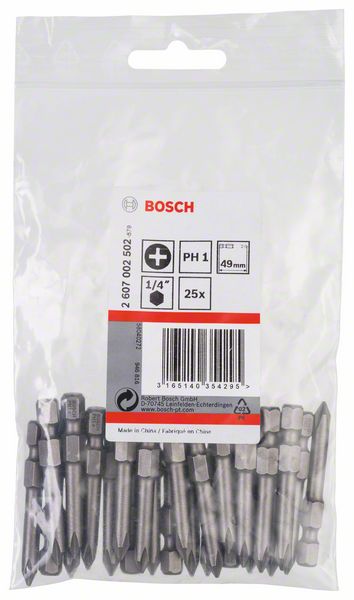 BOSCH Schrauberbit Extra-Hart PH 1, 49 mm, 25er-Pack