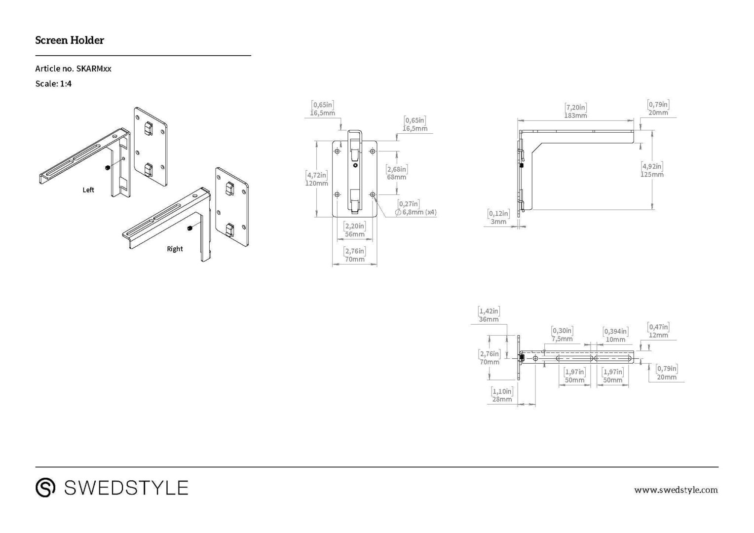 SWEDSTYLE Halterung für Rückwände / Akustikpanel, weißaluminium