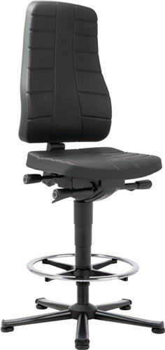 BIMOS Arbeitsdrehstuhl All-In-One Highline Bodengleiter+Fußring Integralschaum schwarz