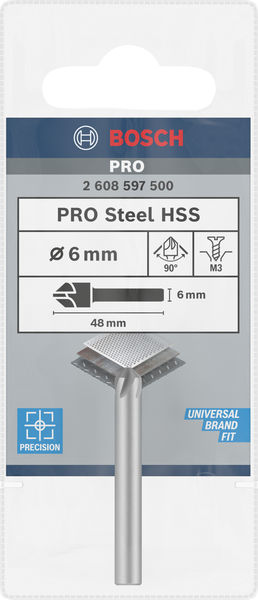 BOSCH Kegelsenker mit zylindrischem Schaft, 6,0 mm, M 3, 48 mm, 6 mm