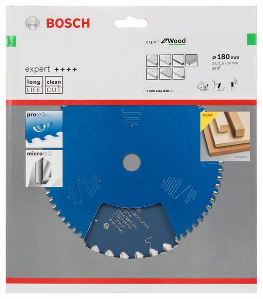 BOSCH Kreissägeblatt Expert for Wood, 180 x 20 x 2,6 mm, 36
