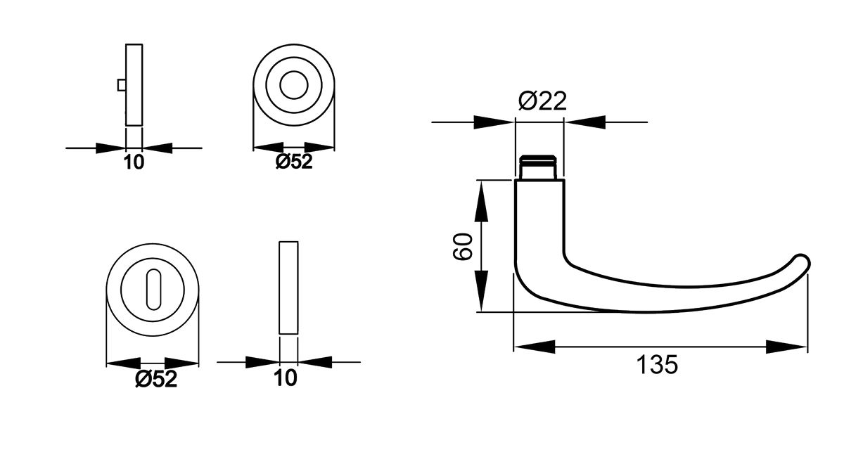 KARCHER DESIGN Drückergarnitur ER22 BB0 71 - Elba, Buntbart, Edelstahl KARCHER DESIGN Drückergarnitur ER22 BB0 71 - Elba, Buntbart, Edelstahl
