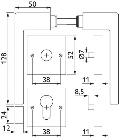 HERMAT Drückergarnitur mit Rosetten TEMPTATION 1682/2311.SC, Edelstahl