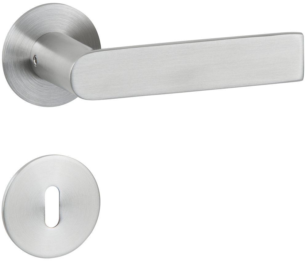 HERMAT Drückergarnitur ohne Schlüsselrosetten BASIC 13 1813/2636.FL, Edelstahl