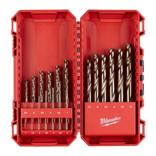MILWAUKEE 19-tlg. Set in PACKOUT kompatibler Kassette HSS-G RED COBALT Metallbohrer HSS-G Co