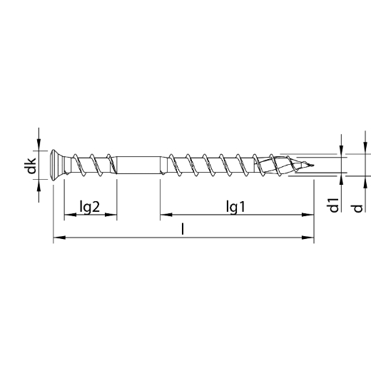 HECO TOPIX-plus A4 5,0 x 60, Terrassenbelagschraube, Linsensenkkopf, Drive, UK-Gewinde, blank, gleitbeschichtet