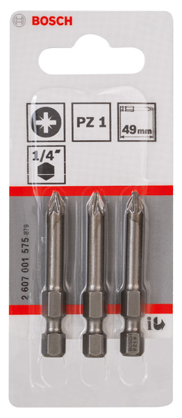 BOSCH Schrauberbit Extra-Hart PZ 1, 49 mm, 3er-Pack