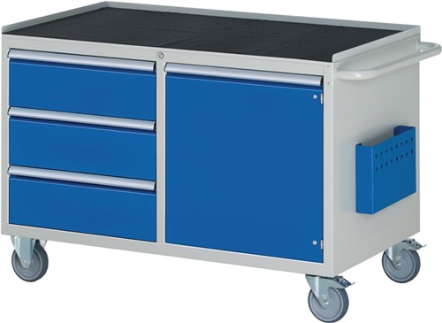 RAU Werkstattwagen Metallablage H795xB1145xT650mm lichtgrau/enzianblau 3 x 180mm