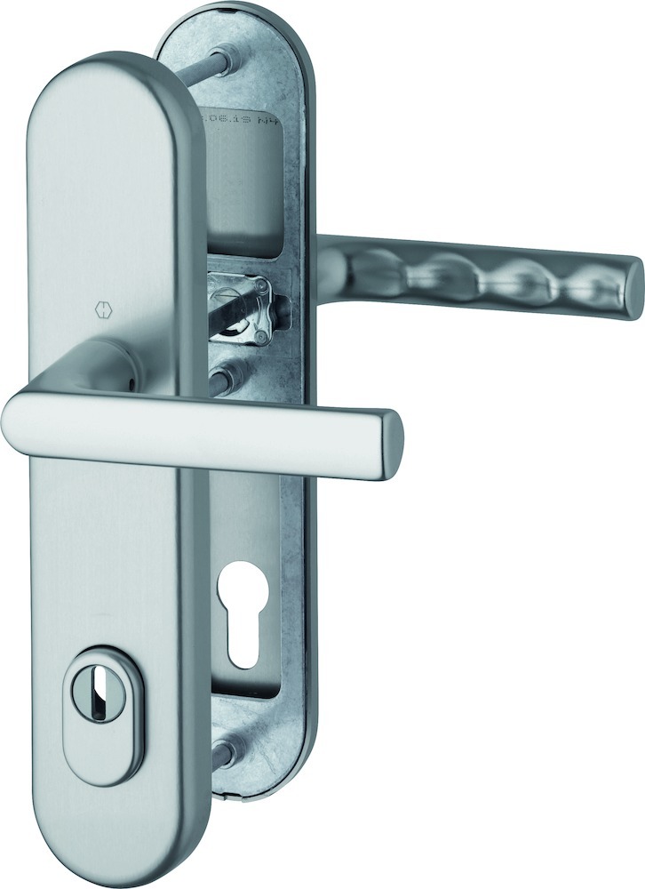 HOPPE® Schutz-Drückergarnitur mit Langschild Hamburg 1700/3332ZA/3310, 10/92 mm, Aluminium