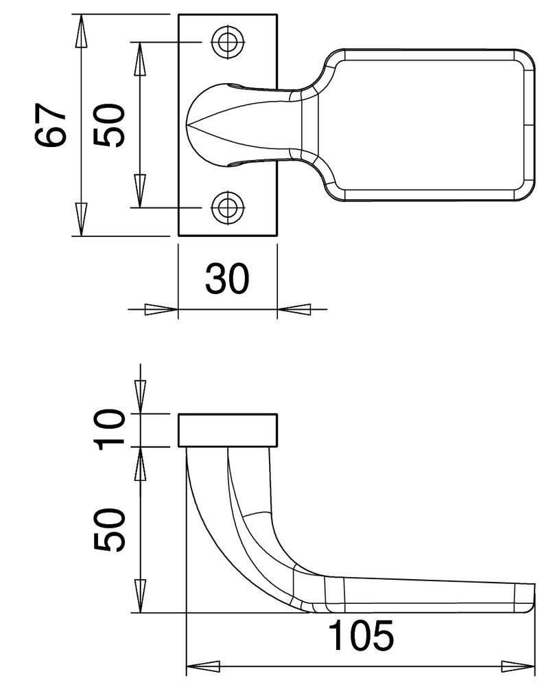 EDI Knopf auf kantiger Rosette Vesta 1316, Aluminium