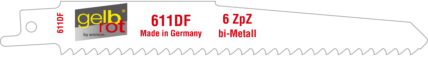 gelbrot Säbelsägeblätter Typ 611 DF Länge 150 mm Kunststoffbox mit 100 St.