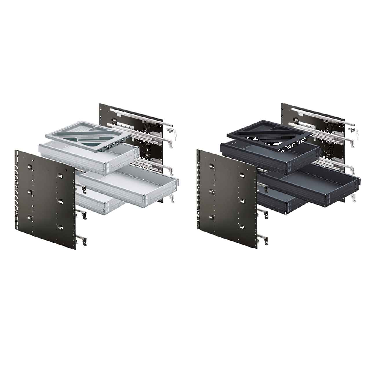 HETTICH Schnellmontage Container-Set 404 x 530, Aluminium Optik, 9081712