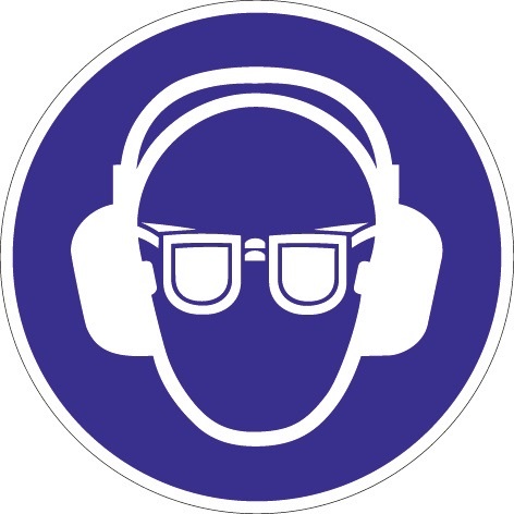 PROMAT Schild Gehör-Augenschutz benutzen D.200mm Ku. blau/weiß praxisbewährt