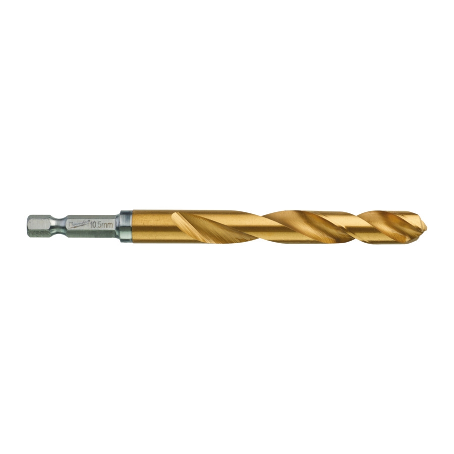 MILWAUKEE 10,5 x 122 mm SHOCKWAVE Metallbohrer HSS-G RED HEX Titan 1/4"