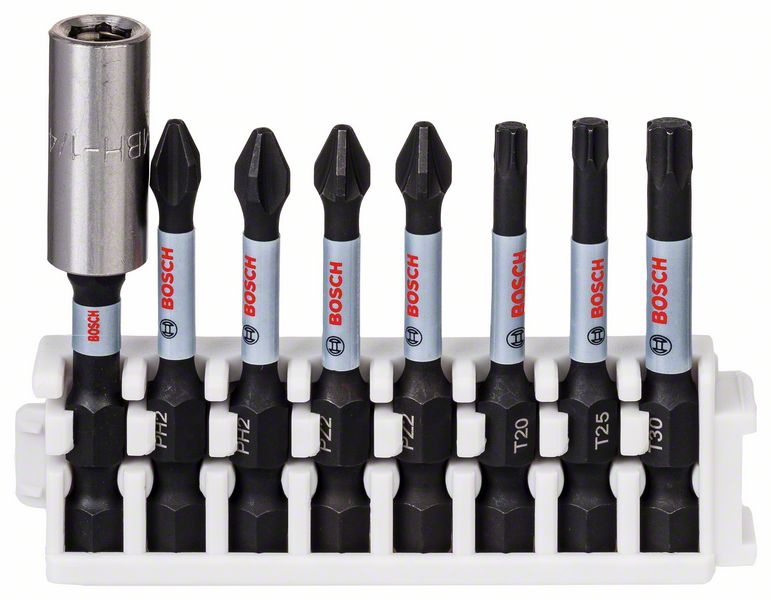 BOSCH Schrauberbit-Set Impact Control, 8-teilig, PH1, 3x PH2, PH3, 2 x PZ2, PZ3, 50 mm