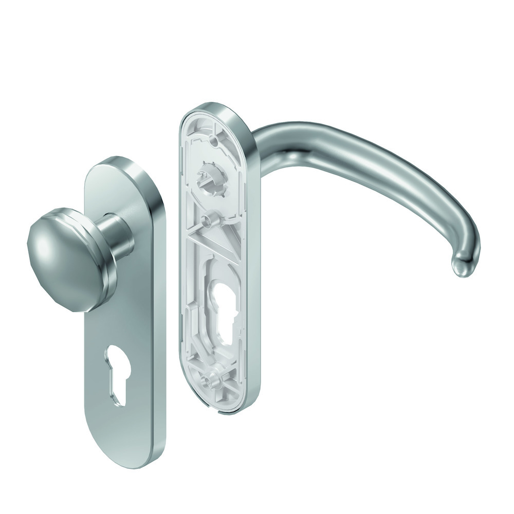 BKS Wechselgarnitur mit Kurzschild TREMOLO B-70210, oval, Edelstahl matt