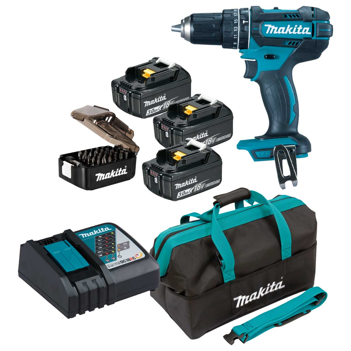 MAKITA Akku- Schlagbohrschrauber 18V Set DHP482RFX3