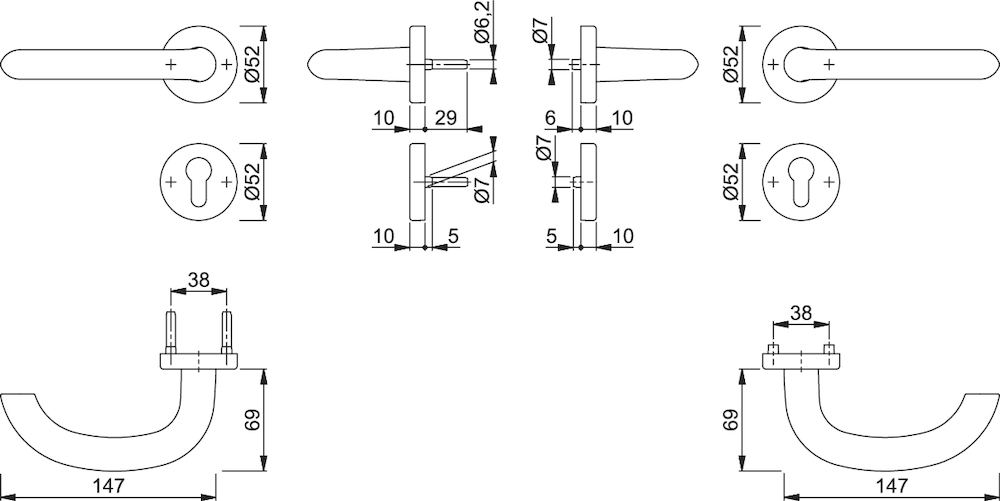 HOPPE® FH Drückergarnitur mit Rosetten Marseille FS-1138/42H/42HS, Aluminium, 10726454 HOPPE® FH Drückergarnitur mit Rosetten Marseille FS-1138/42H/42HS, Aluminium, 10726454