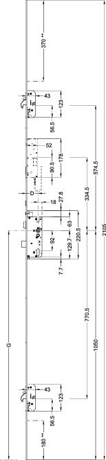 WINKHAUS Automatik Mehrfachverriegelung T-AV4D-U2462 L124P/40 A9 92/8 M2 LS MC,