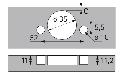 HETTICH Intermat Dicktürscharnier, Türdicke bis 32 mm (Intermat 9936), einliegend, zum Einpressen (ø 10 x 11), 73922