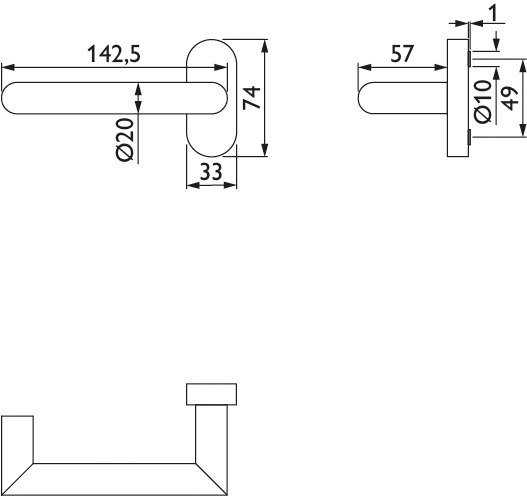 HERMAT FH Drücker-Halbgarnitur BASIC 08 1808.FH/2085, Edelstahl