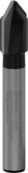 BOSCH V-Nutfräser 6 mm, D1 9,5 mm, L 12,35 mm, G 45 mm, 90°