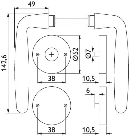 HERMAT Drückergarnitur mit Rosetten DREAM 1931/2036.K, Edelstahl
