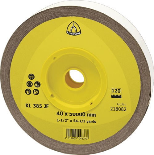 KLINGSPOR Schleifgeweberolle KL 385 JF 50mm K.320 f.Metall Korund KLINGSPOR
