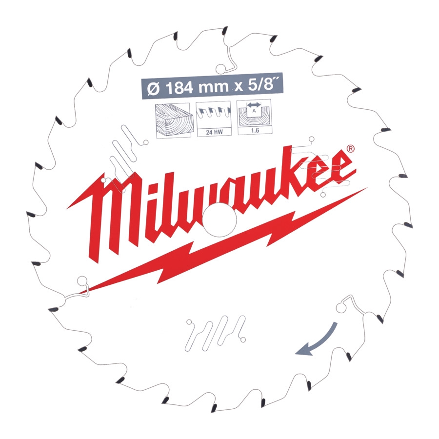 MILWAUKEE 184/15,87 mm 24 Wechselzahn Kreissägeblatt Holz für Handkreissägen