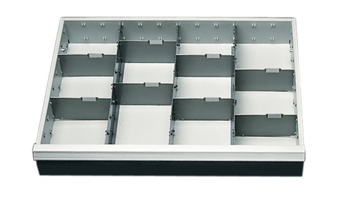 BEDRUNKA+HIRTH Unterteilungsmaterial Front-H.100mm 3 Längs-/8 Querteiler f.Schrank-B.680mm