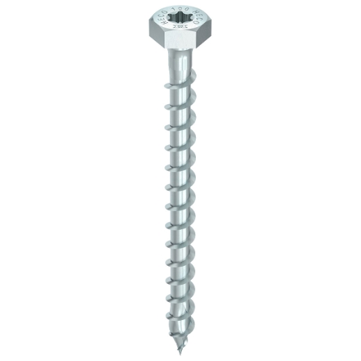 HECO TOPIX-plus 10,0 x 60, Kombisechskantkopf, Sechskantkopf + T-Drive, Vollgewinde, verzinkt blau, A3K