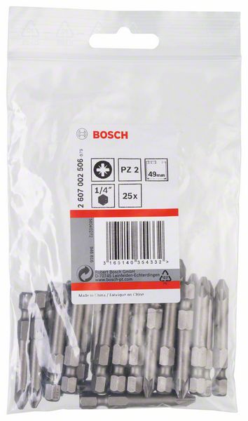 BOSCH Schrauberbit Extra-Hart PZ 2, 49 mm, 25er-Pack