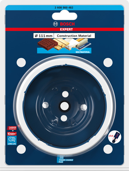 BOSCH EXPERT Construction Material Lochsäge, 111 x 60 mm. Für Dreh- und Schlagbohrer