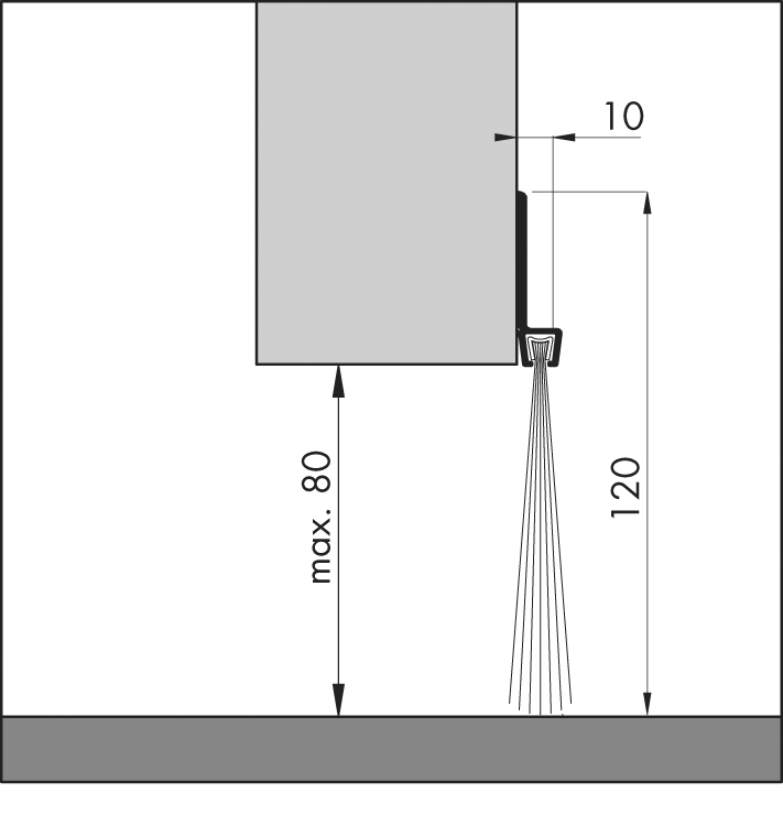 ELLEN Türbodendichtung IBS POG 80 z. schrauben Stahlbl. silber, H 120 x L 2000mm, Bürstenhöhe 80mm