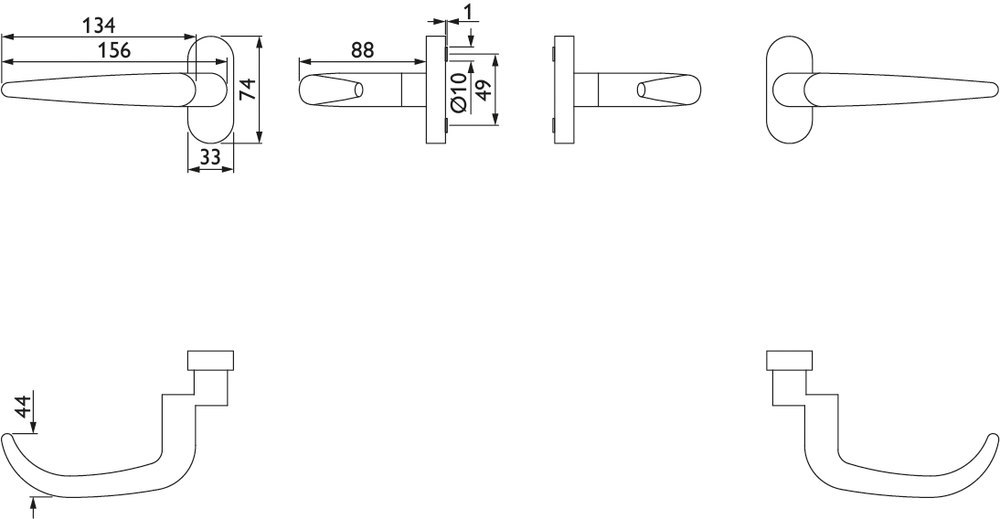HERMAT Drückergarnitur ohne Schlüsselrosetten BASIC 16 1816.GK/2085, Edelstahl
