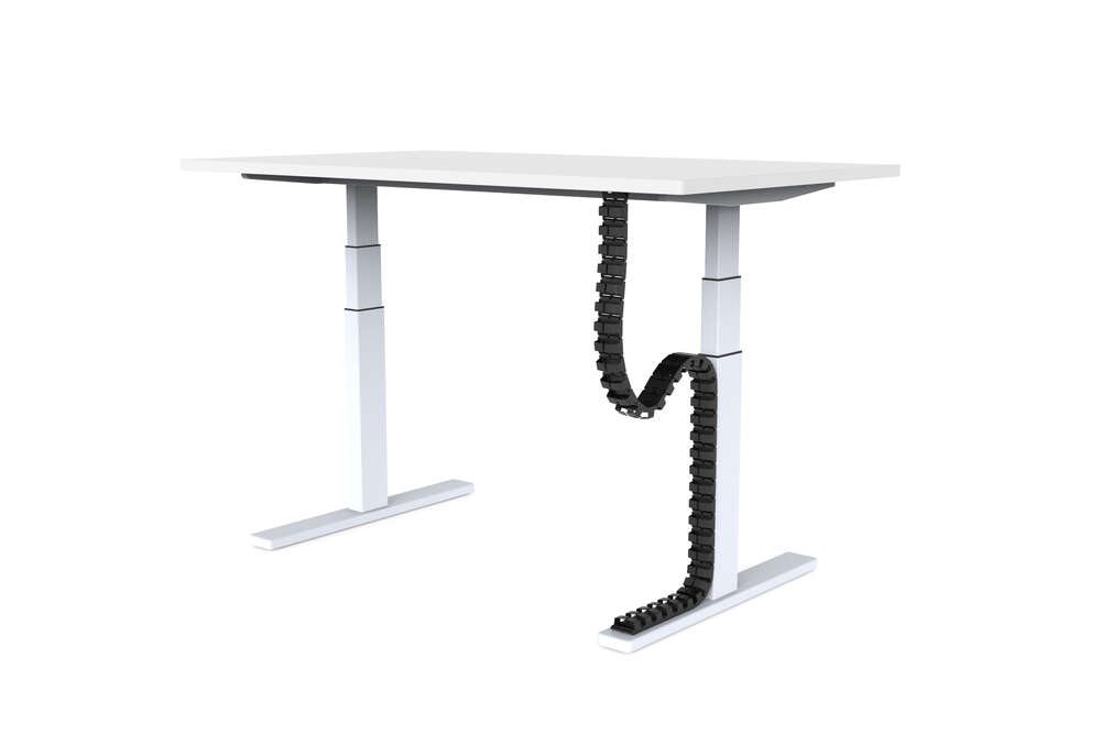 Veyhl Kabelkette 1300mm, weiß, Anbindung an Kabelwanne u. Tischplatte inkl. 2x Magnethalter, Blech-/Holzschrauben