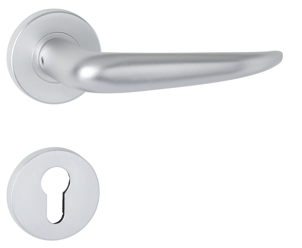 HERMAT Drückergarnitur ohne Schlüsselrosette BASIC 06 1906/2073.M, Klasse 4, Aluminium HERMAT Drückergarnitur ohne Schlüsselrosette BASIC 06 1906/2073.M, Klasse 4, Aluminium
