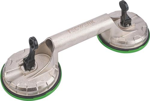 TECWERK Saugheber Trgf.80kg Kopf-D.118mm 2 Köpfe Alu TECWERK