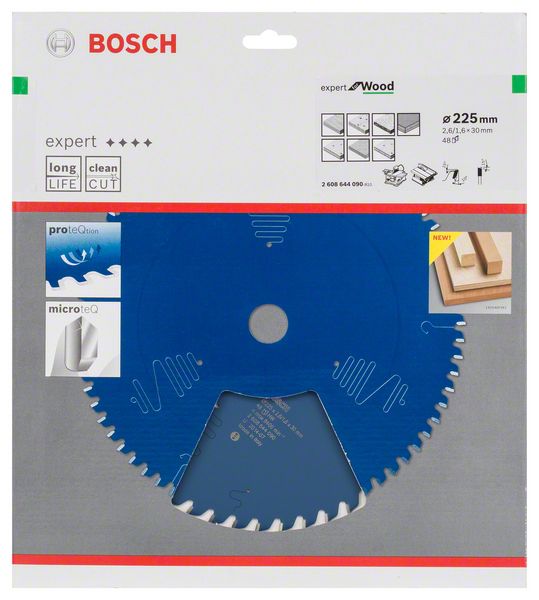 BOSCH Kreissägeblatt Expert for Wood, 225 x 30 x 2,6 mm, 48