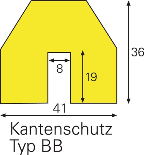 DANCOP Kantenschutz gelb-schwarz auf Zuschnitt mm PUR-Schaum Typ BB