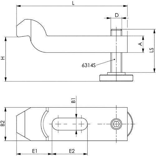 AMF Spanneisen Nr.6316V f.T-Nut 20mm L.200mm Spannschraube M20x20x160mm AMF