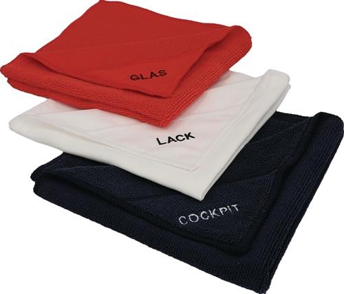 NIGRIN Mikrofasertuchset rot,weiß,schwarz NIGRIN