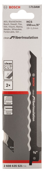 BOSCH Säbelsägeblatt S 713 AW, Clean for Fibre Insulation, 2er-Pack