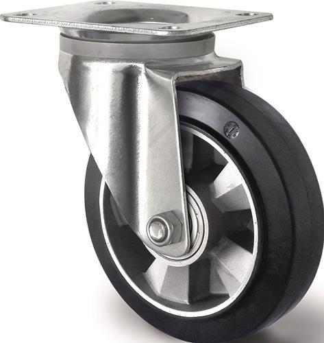 TECWERK Schwerlastlenkrolle D.160mm Trgf.400kg Lenkrolle Elastikgummi 135mm