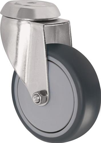 Lenkrolle D.100mm Trgf.100kg m.Rückenloch Kugell.Gum.grau TECWERK