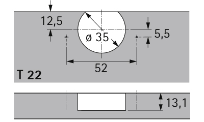 HETTICH Selekta Topf TH 32, 52 x 5,5 mm, zum Anschrauben, vernickelt, 77734