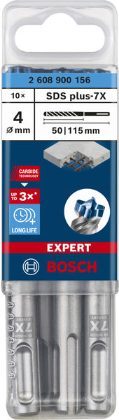 BOSCH EXPERT SDS plus-7X Hammerbohrer, 4 x 50 x 115 mm, 10-tlg.. Für Bohrhämmer