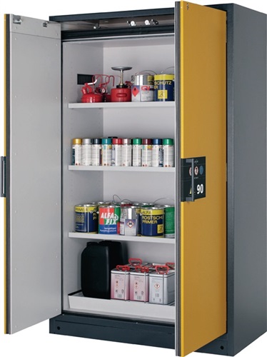ASECOS Sicherh.-Schrank Typ 90 H1953xB1193xT615mm grau/gelb,RAL 1004 Vollblechtüren