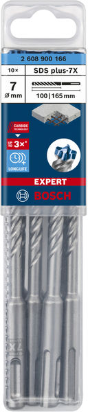BOSCH EXPERT SDS plus-7X Hammerbohrer, 7 x 100 x 165 mm, 10-tlg.. Für Bohrhämmer